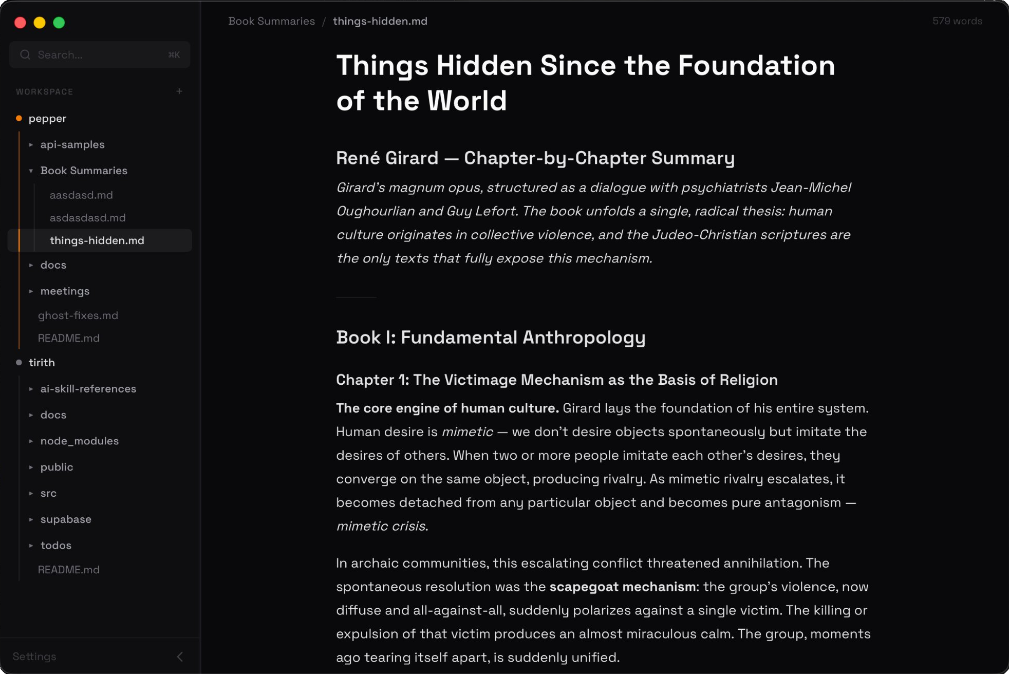 Ghost editor screenshot